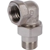 STOUT SFT-0057-000012 Разъемное угловое соединение американка ВН, уплотнение под гайкой o-ring кольцо, никелированное